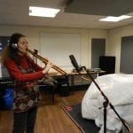 Belen Prado from Enchanted Flute at the recording studio