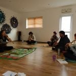 Belen Prado from Enchanted Flute teaching at a workshop
